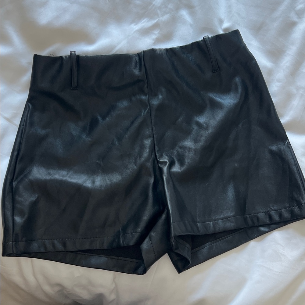 Faux leather shorts